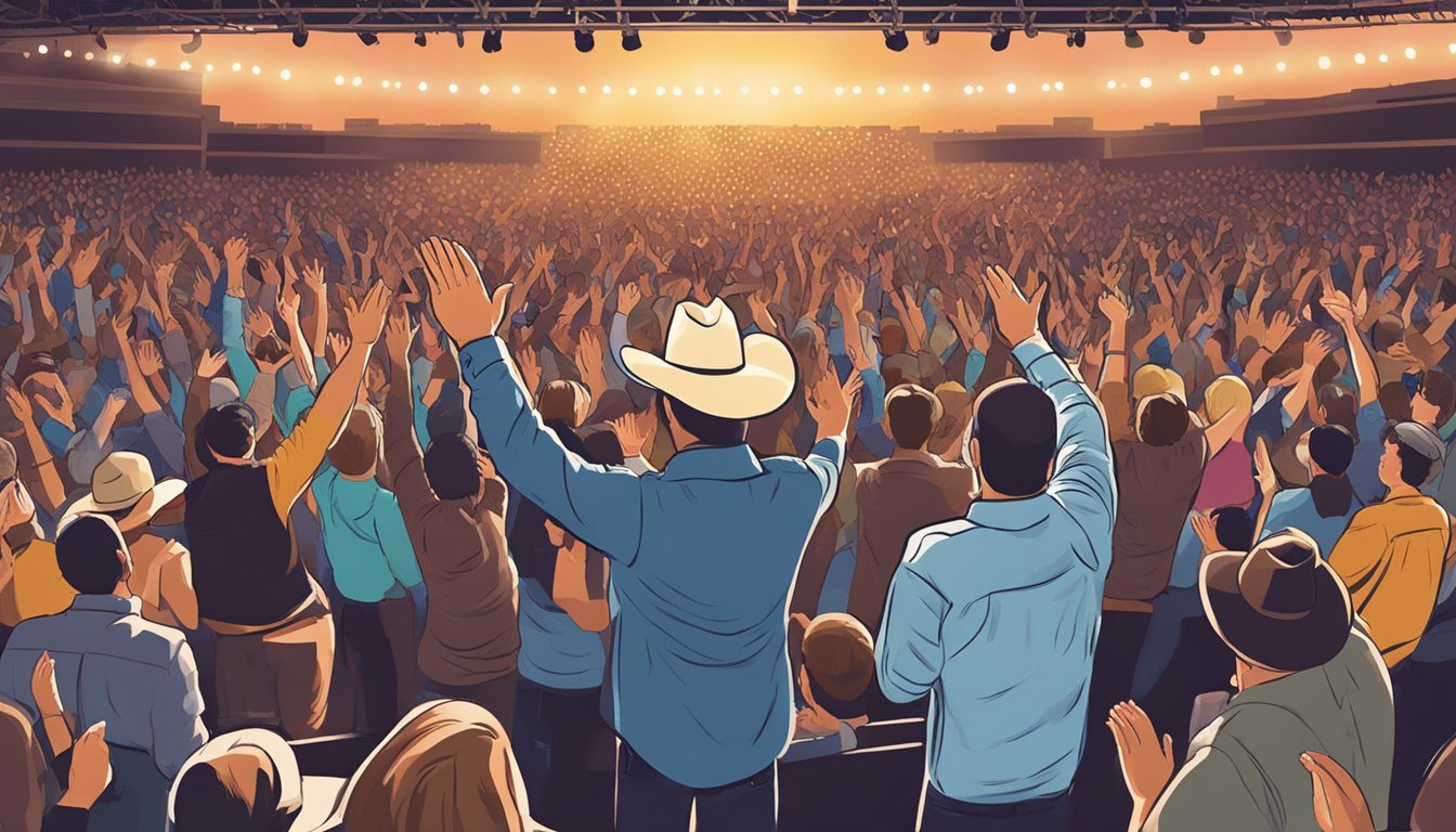 Audience clapping, standing, cheering at George Strait concert