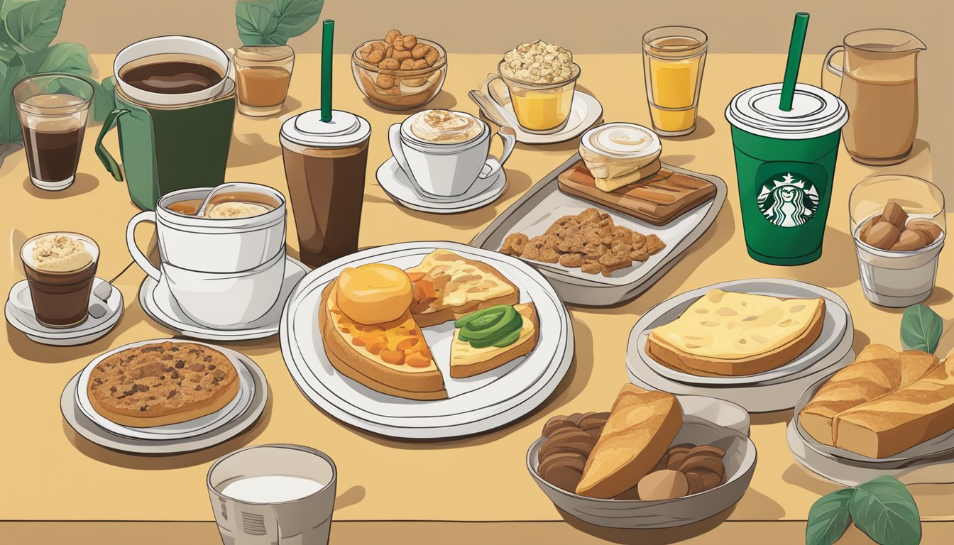 A table with various Starbucks breakfast items and corresponding nutritional information displayed clearly