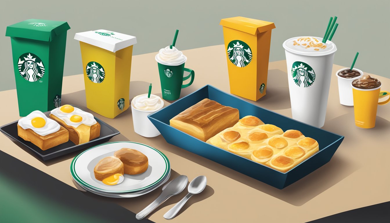 A table with Starbucks breakfast packaging in various colors, evoking different emotions