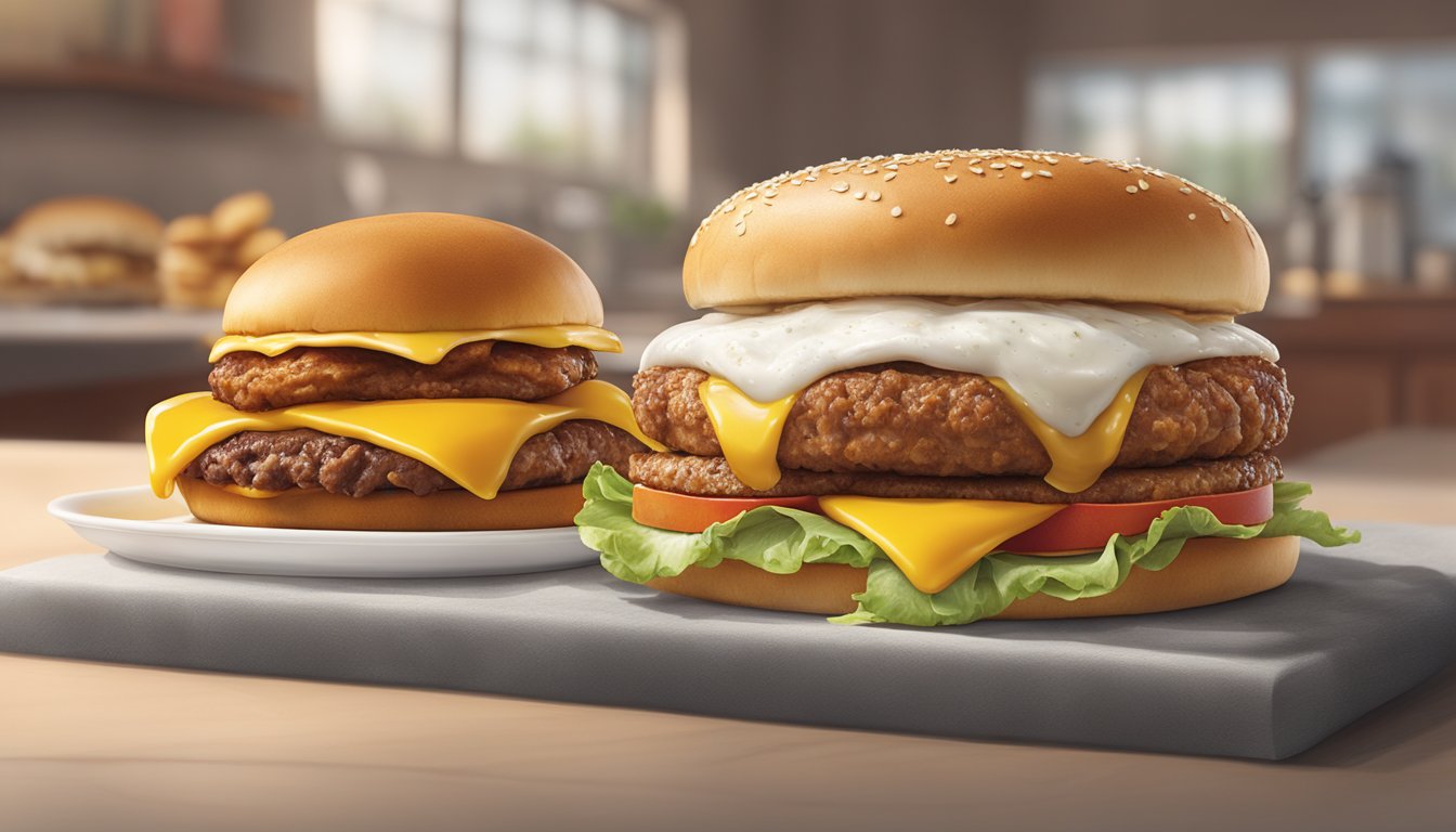 A Chick-fil-A breakfast sandwich and a classic fast food burger morphing into a modern signature item