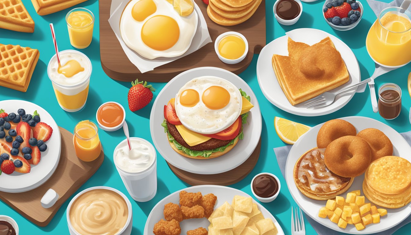 A colorful array of breakfast items from Chick-fil-A's menu, featuring a balance of tasty and healthy options