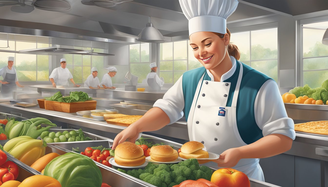 A chef carefully selects fresh, high-quality ingredients from local farms and suppliers for Wendy's breakfast menu. Quality control team inspects and approves each ingredient for customer satisfaction