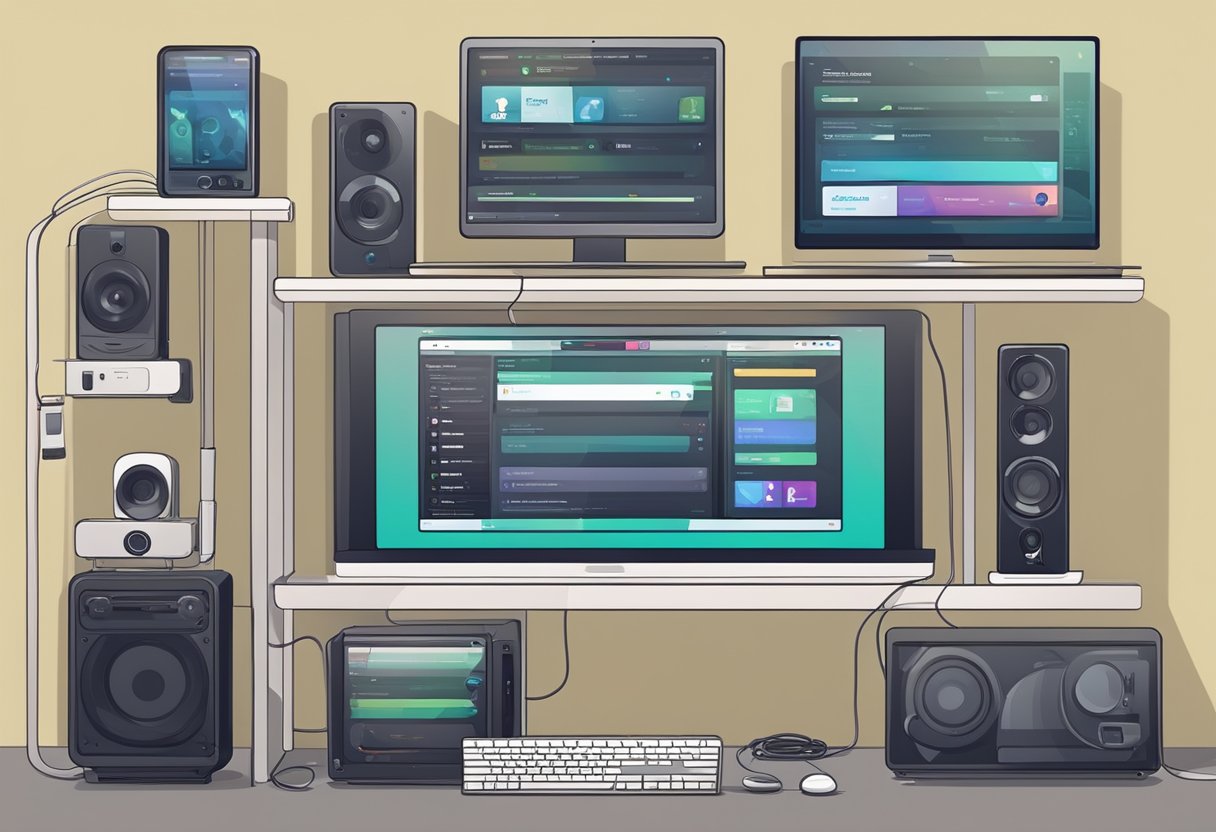 A row of electronic devices displaying various streaming platforms with different video quality and accessibility options