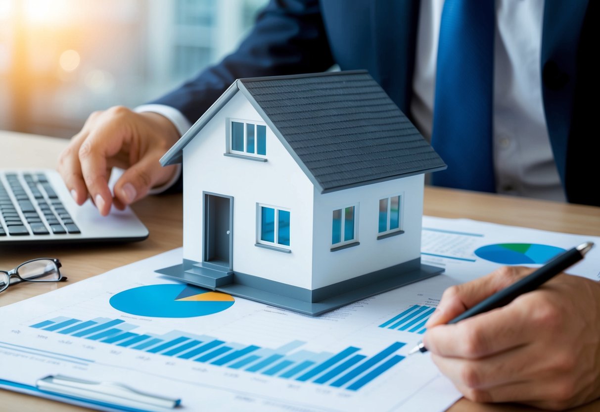 A commercial real estate property with cash flow projections and financial data being analyzed and incorporated into a valuation report