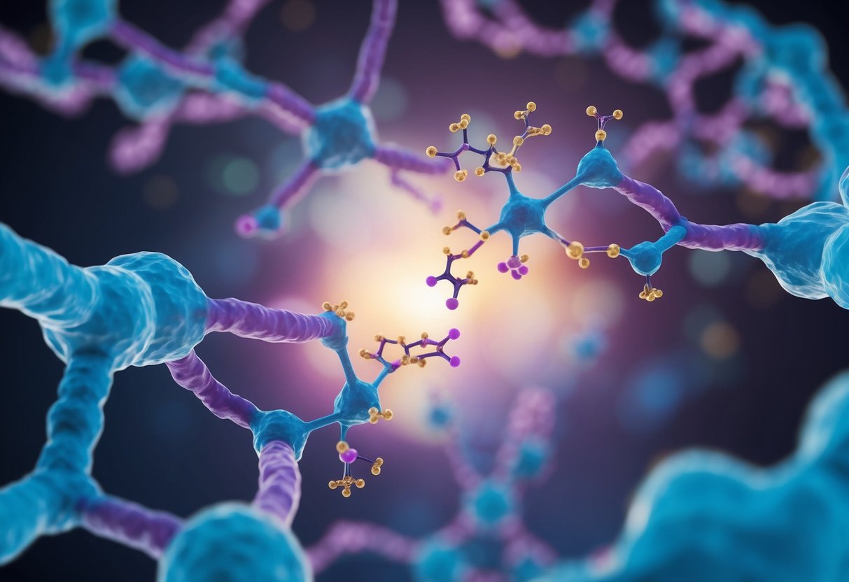 A detailed illustration of the molecular structure of GLP-1 and the GLP-1 receptor, highlighting their interaction and function