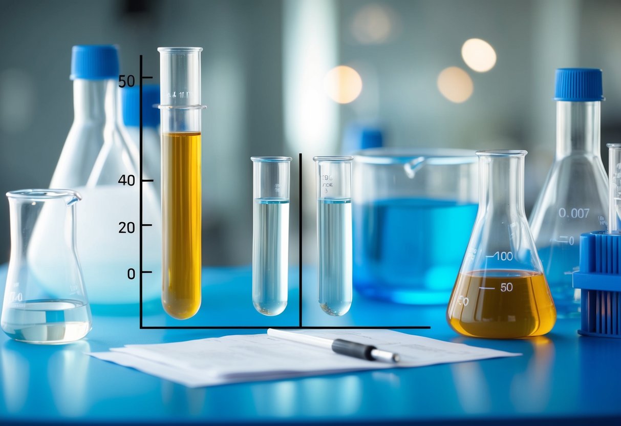 A laboratory setting with test tubes, beakers, and scientific equipment. A graph showing the impact of GLP-1 receptor agonism on insulin secretion