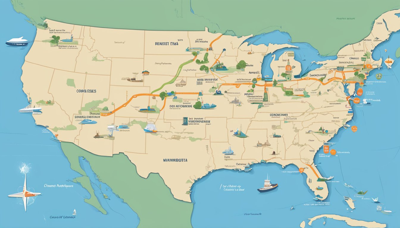 A map of Texas with a route from Corpus Christi to various locations, highlighting Whataburger's expansion