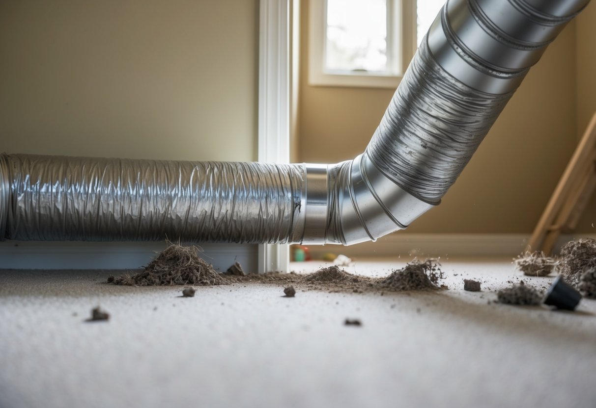 A home with leaky ductwork, causing dust and debris to circulate, impacting air quality and efficiency