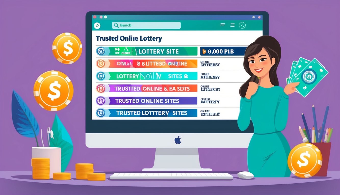 Sebuah layar komputer menampilkan daftar situs lotere online terpercaya