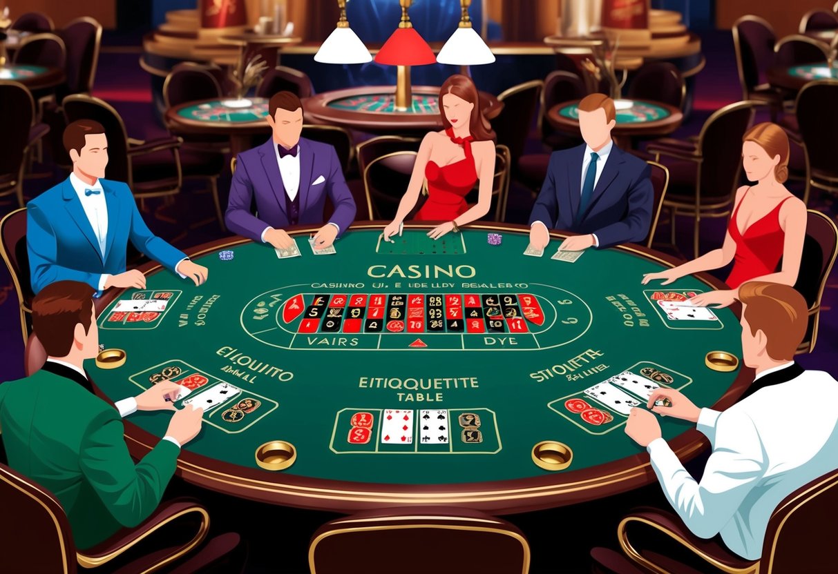 Une table de casino avec un croupier en direct et des joueurs suivant les règles de courtoisie