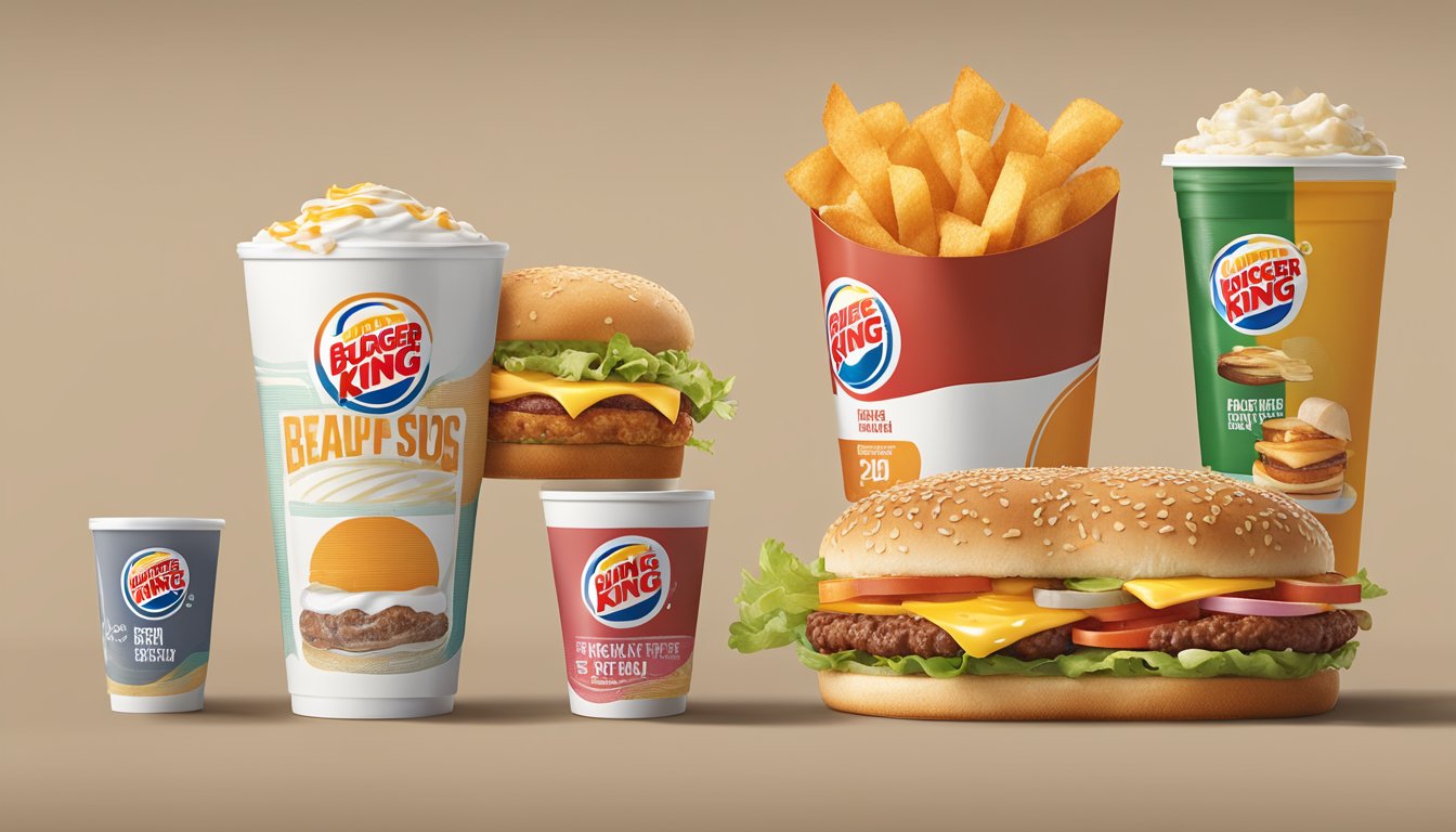 A comparison of Burger King's breakfast portion sizes, featuring old and new menu items displayed side by side