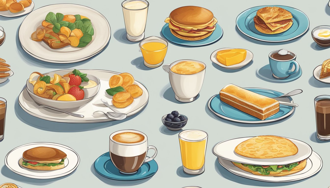 A timeline of breakfast items from the past to the future, including classic and innovative dishes