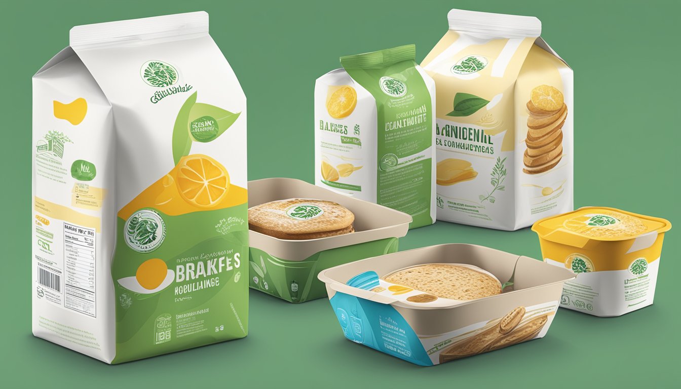 A breakfast packaging with a balance of convenience and sustainability, featuring a sleek and modern design with eco-friendly materials and easy-to-open features