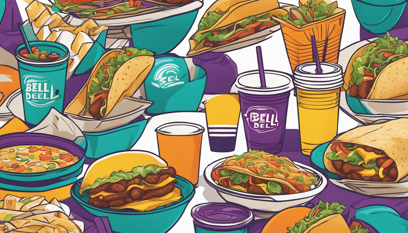 A colorful Taco Bell breakfast menu with bold typography and vibrant graphics, showcasing the cultural impact and expansion of the brand