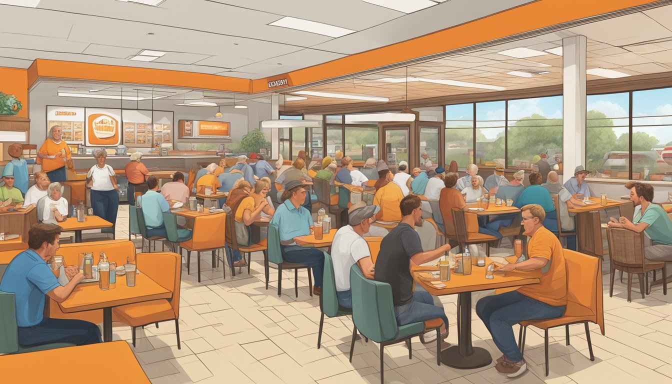 The bustling Whataburger restaurant filled with Texan expats enjoying their favorite meals and catching up with old friends