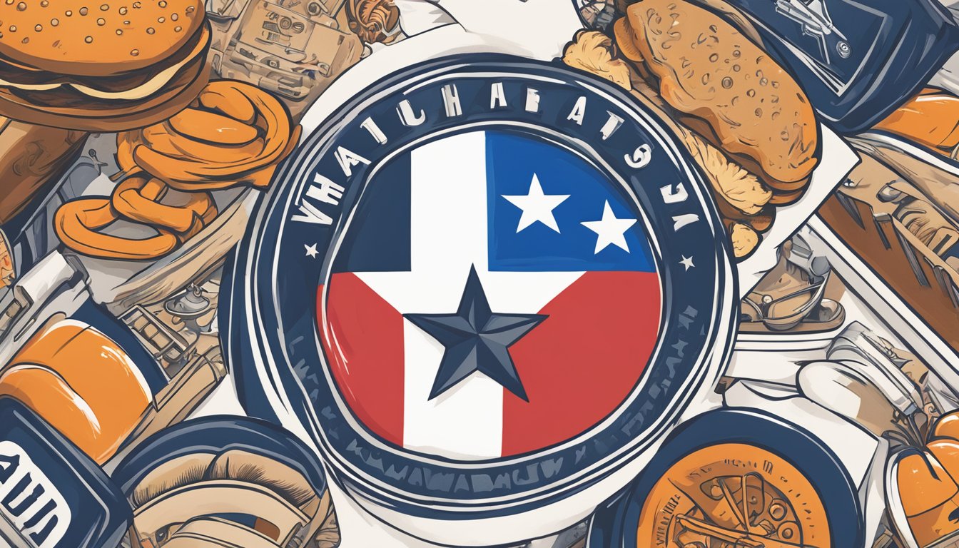 A Texas flag-inspired tattoo on a sleeve, with a Whataburger logo incorporated. The tattoo is surrounded by various health and legal symbols, representing the considerations involved in such a trend