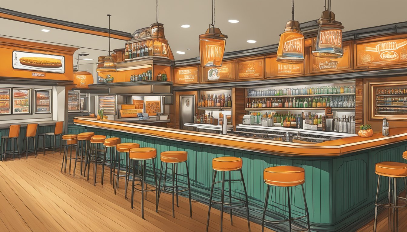 A bustling bar with Whataburger-themed decor, serving up inventive cocktails inspired by the fast food chain's flavors and ingredients