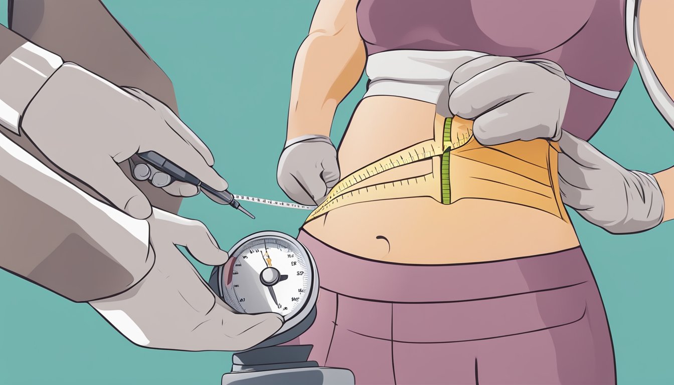 A medical professional administering weight loss injections into a stomach