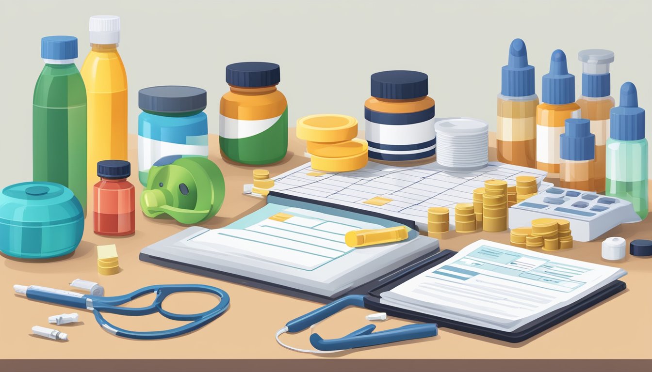 A table with various weight loss injection brands and their corresponding costs, alongside an insurance card