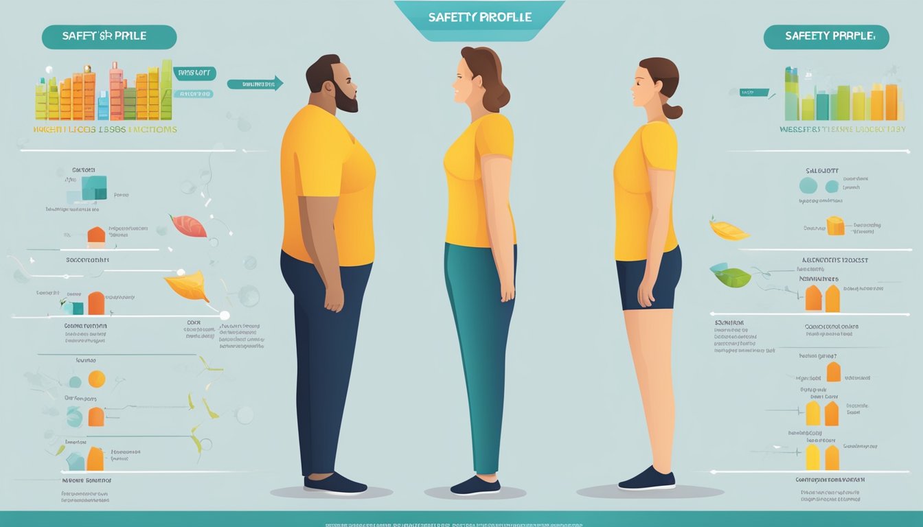 A safety profile and side effects chart comparing weight loss injections