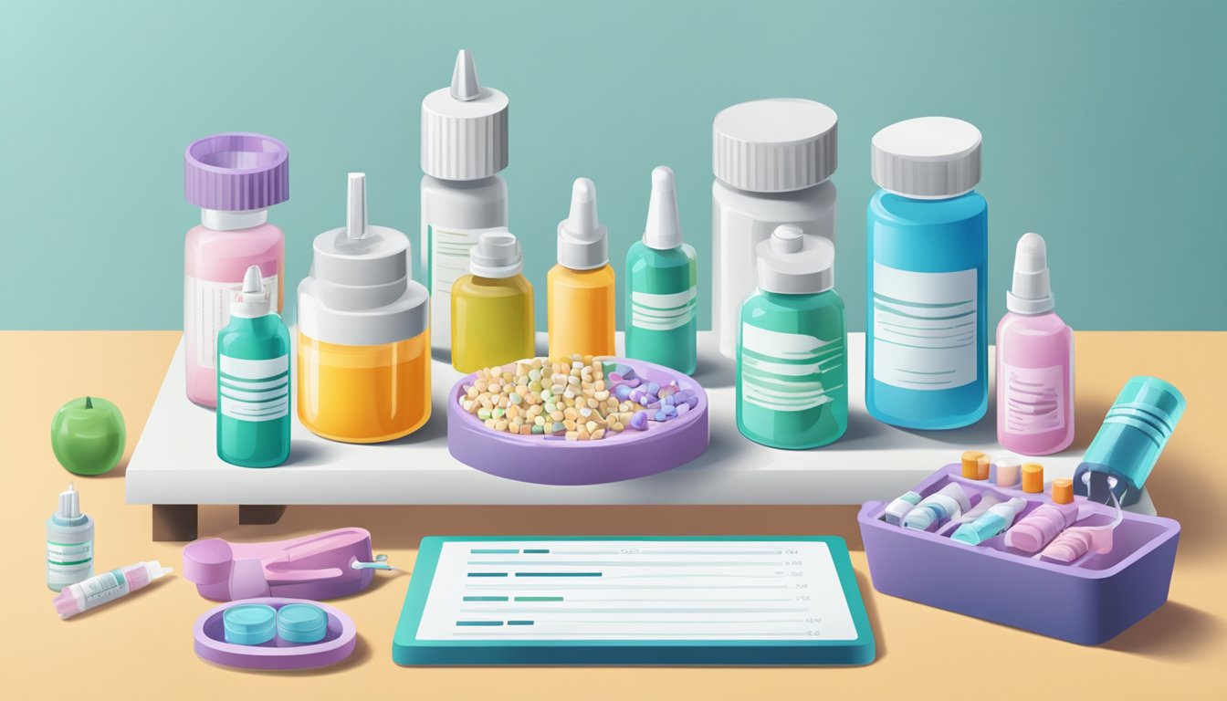 A table with various branded weight loss injections and their corresponding prices displayed in a clinic setting