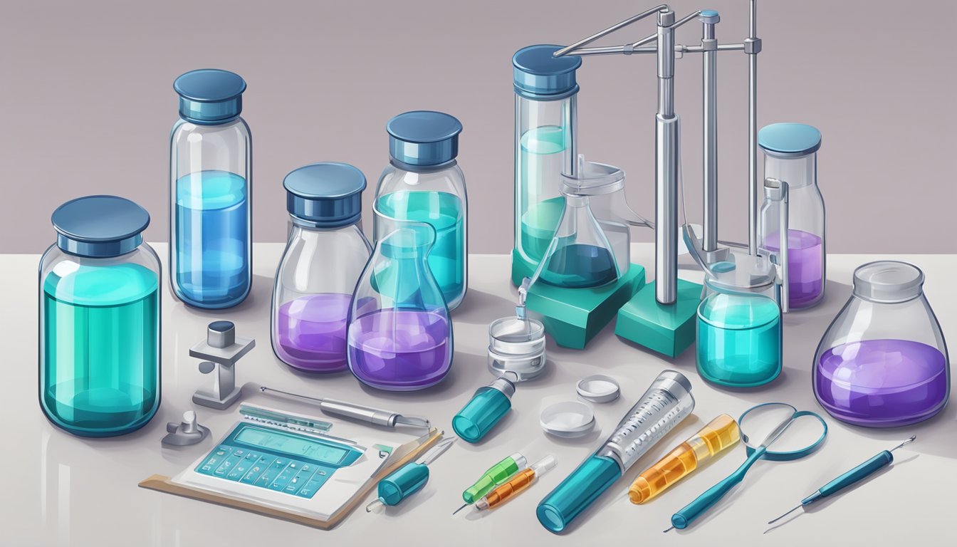 A vial of semaglutide weight loss injections surrounded by scientific equipment and a laboratory setting