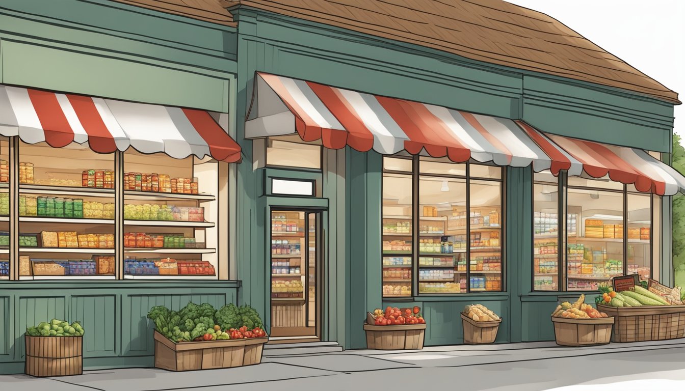 A quaint, rustic grocery store transforms into a modern H-E-B supermarket