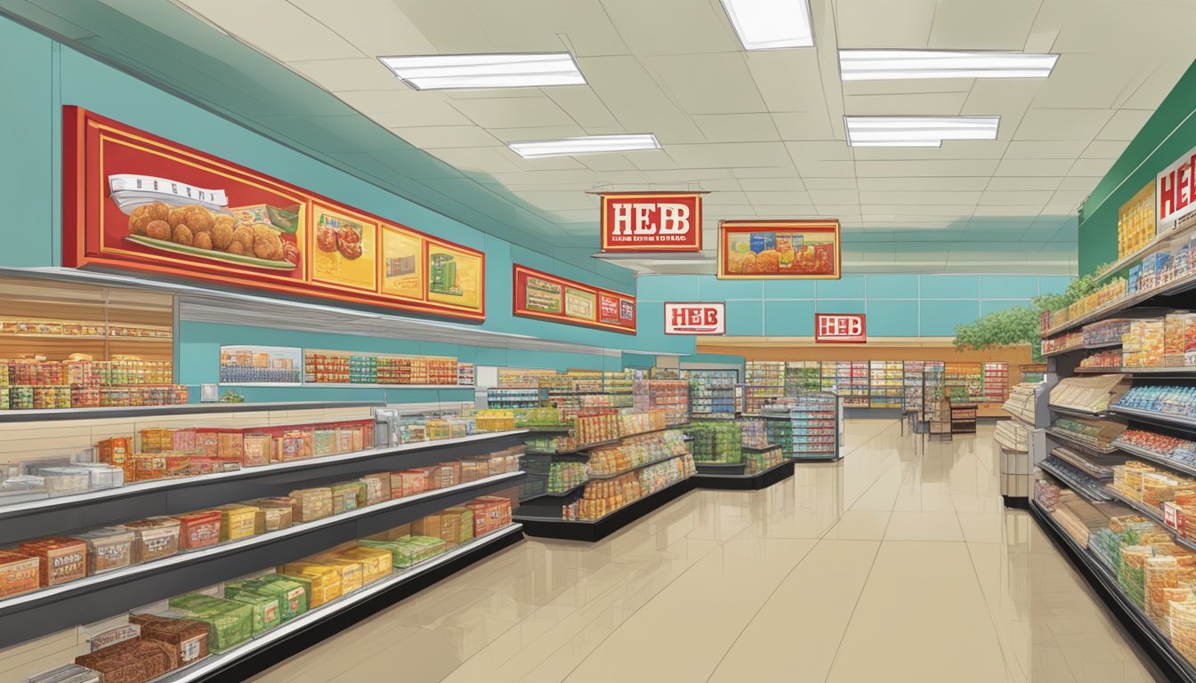 A series of HEB store designs from different decades, showcasing the evolution of architecture and signage