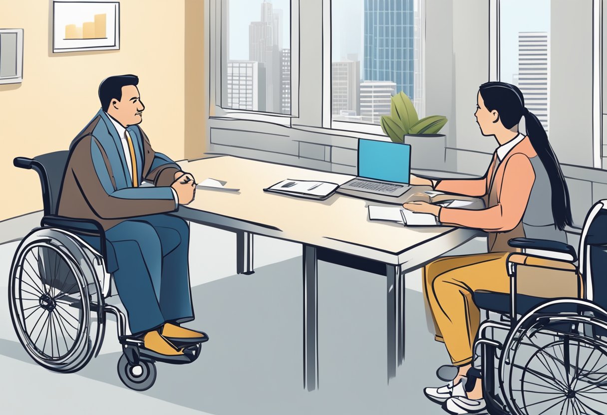 A person with a disability meeting with a financial planner to discuss the role of Registered Disability Savings Plans (RDSPs) in their financial planning