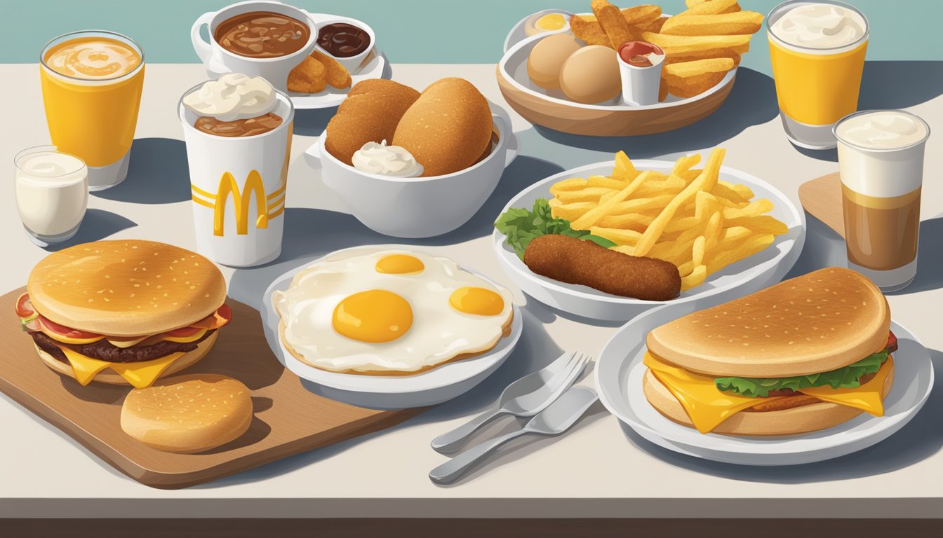 A table set with six different McDonald's breakfast pairings, each representing a different cultural influence in the choice of breakfast