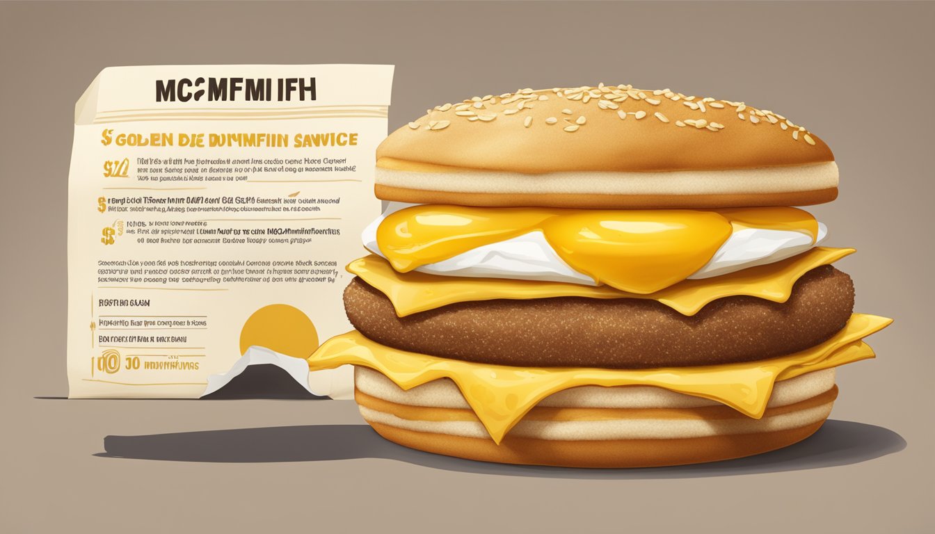 A golden Egg McMuffin sandwich with a price tag of $0.63 displayed next to a list of "10 Things You Didn't Know About the Egg McMuffin."