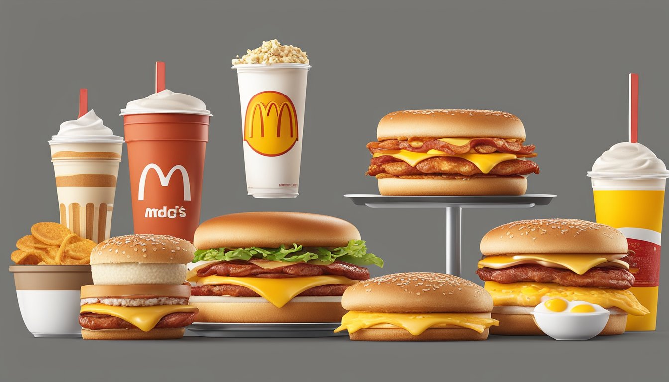 A sizzling Bacon, Egg & Cheese McGriddles sandwich surrounded by other McDonald's breakfast items, arranged in a ranked order based on their nutritional value