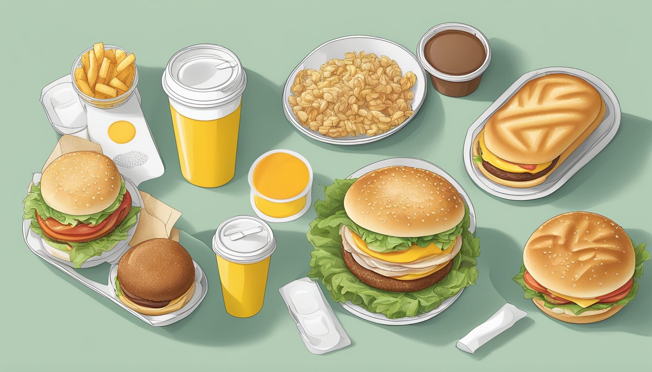 A breakfast meal at McDonald's with eco-friendly alternatives to plastic lids, such as paper or reusable options