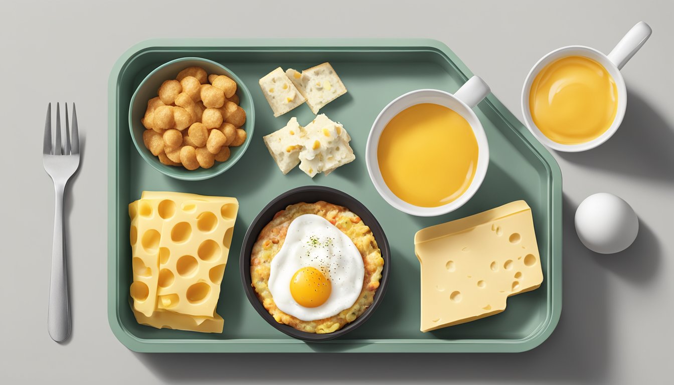 A Starbucks breakfast protein box with egg, cheese, and vegetarian options displayed on a clean, modern tray