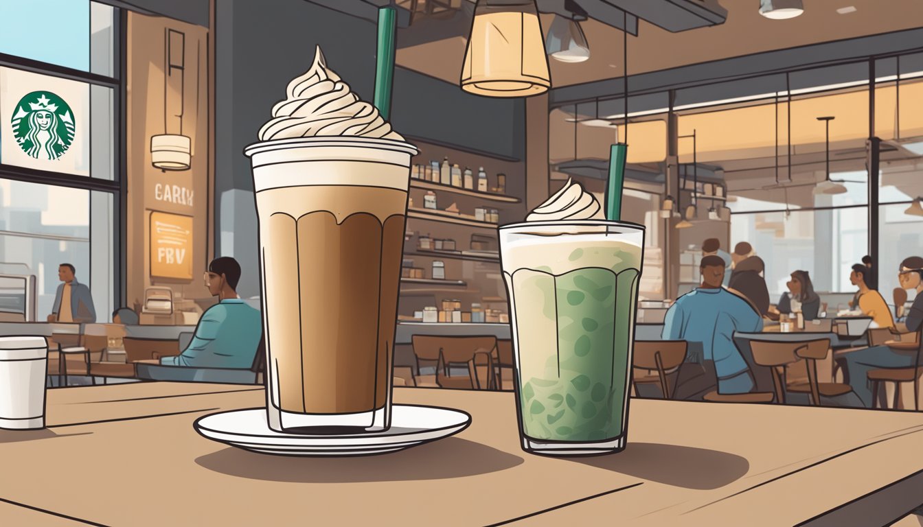 A glass of Vanilla Sweet Cream Nitro Cold Brew with Soy Milk sits on a table surrounded by dairy-free breakfast options at Starbucks