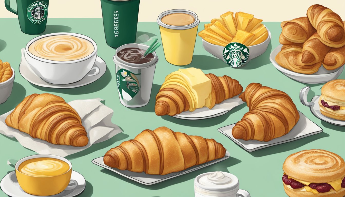 A butter croissant surrounded by 14 other Starbucks breakfast items, ranked by taste