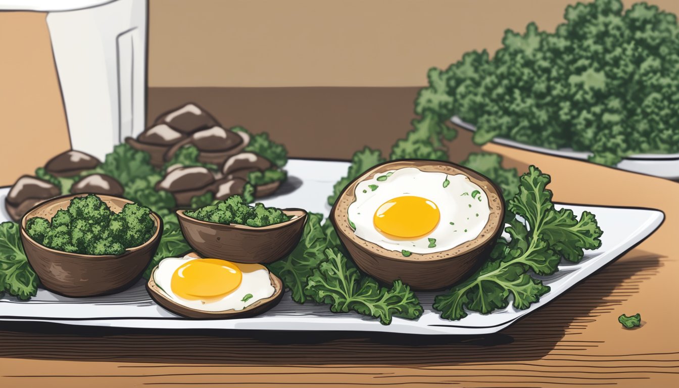 A plate of kale and portabella mushroom sous vide egg bites with a Starbucks logo in the background