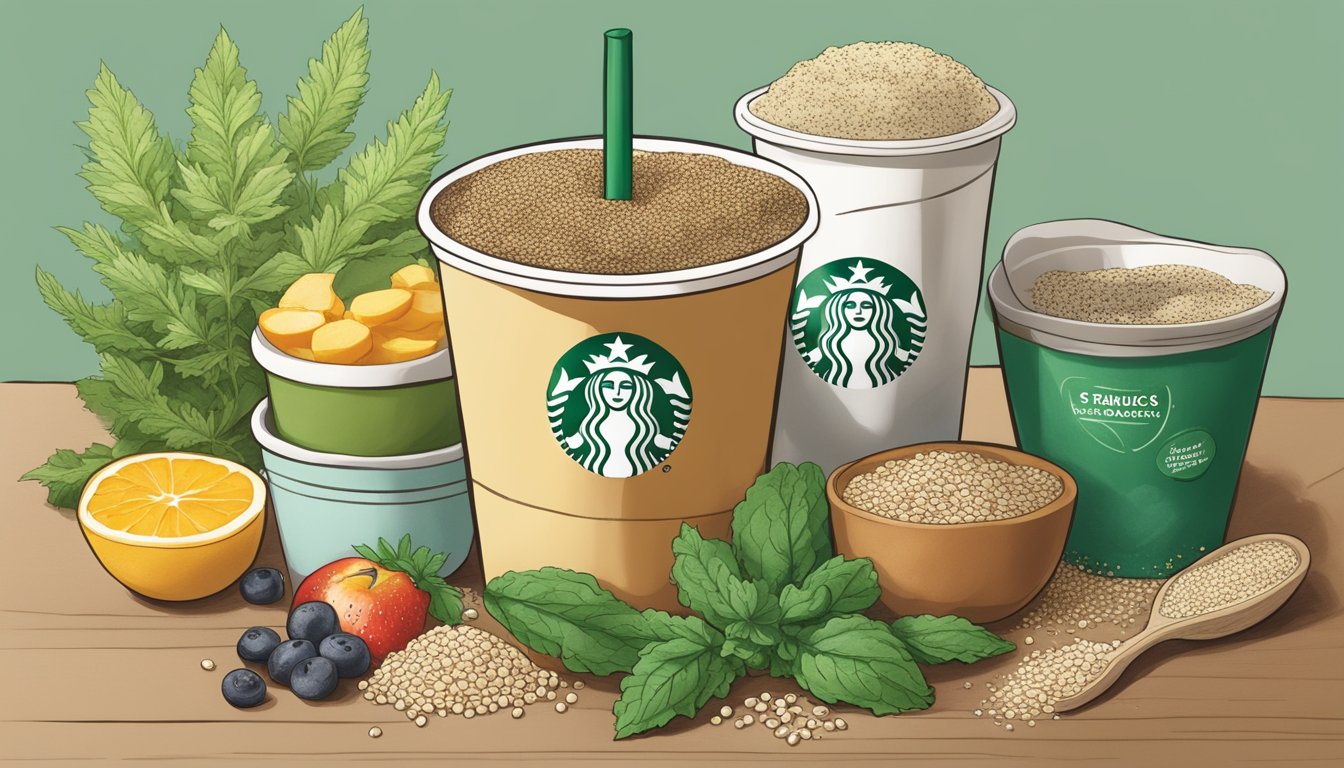 A Starbucks breakfast item topped with hemp seeds surrounded by other surprising ingredients like quinoa, kale, and chia seeds