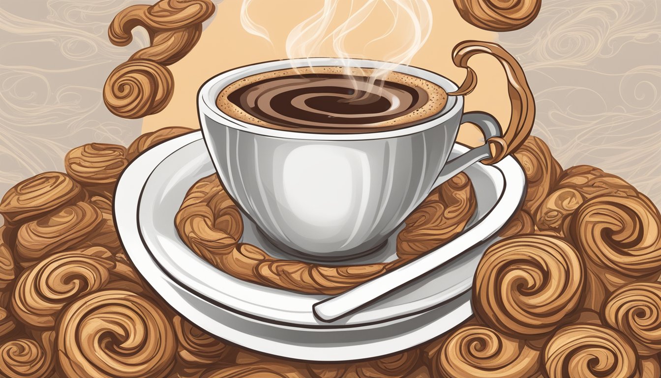 A steaming cup of Dunkin' coffee with brown sugar and cinnamon swirls