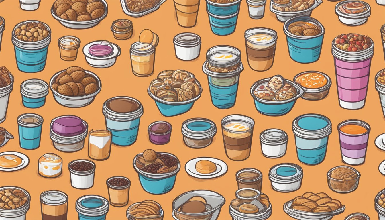 A neatly organized array of Dunkin' breakfast items laid out in individual containers, ready for meal prepping