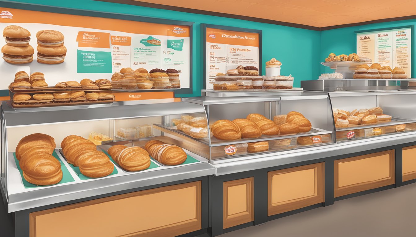 A display of Boston Kreme Croissants and unique menu items at 14 Dunkin' locations