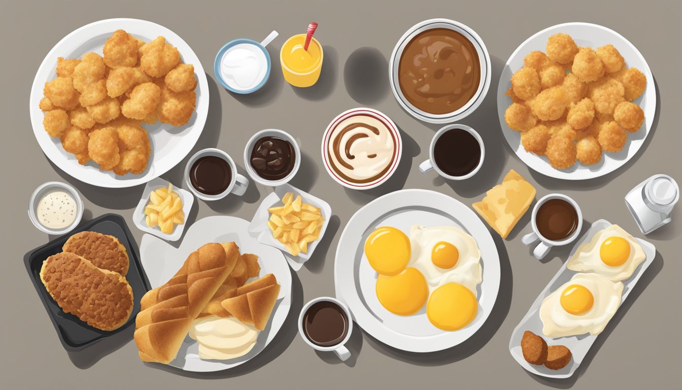 A table with 12 Chick-fil-A breakfast items arranged in a ranked order, with the top item placed in the center and the rest surrounding it