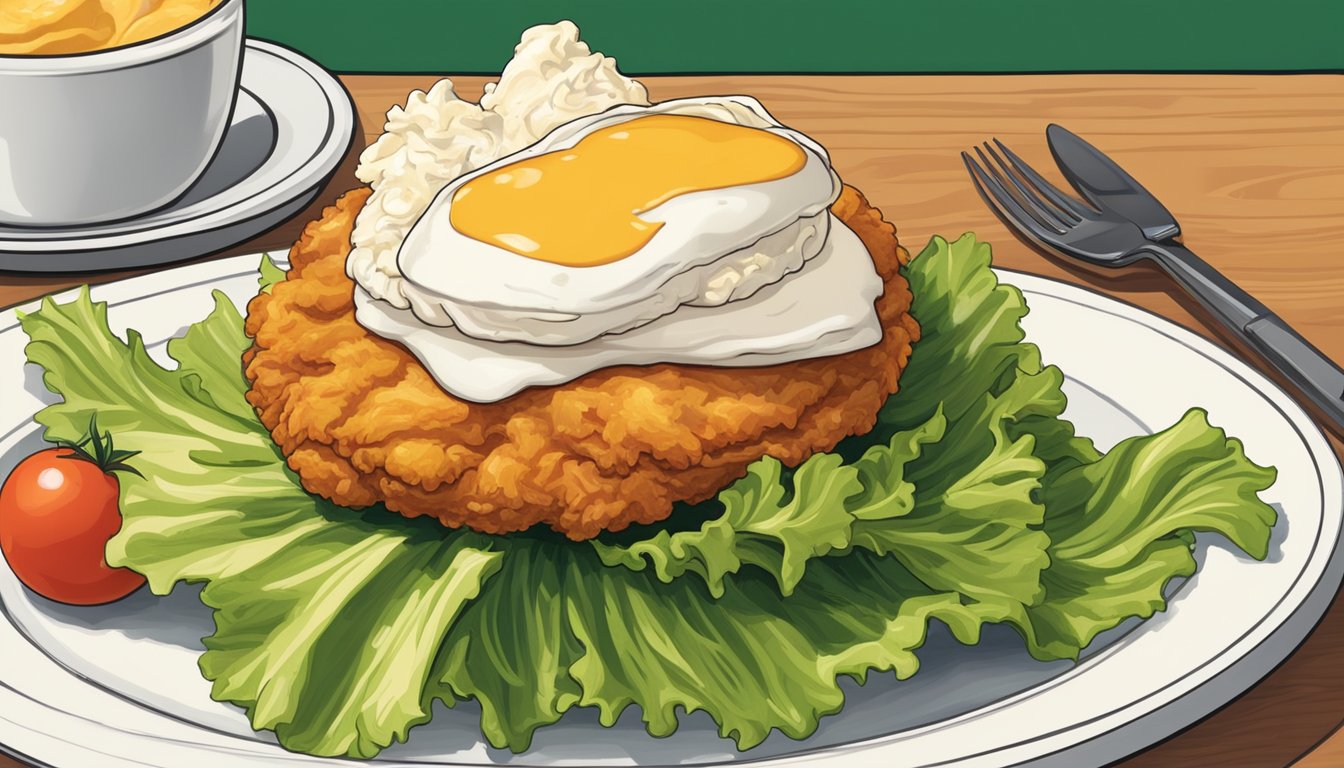 A golden-brown biscuit topped with a perfectly fried chicken breast, nestled on a bed of crisp green lettuce and juicy tomato slices, with a dollop of creamy mayonnaise