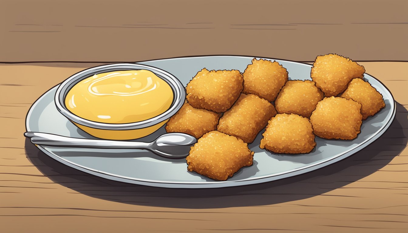 A plate of Chick-n-Minis with a dollop of honey butter on the side