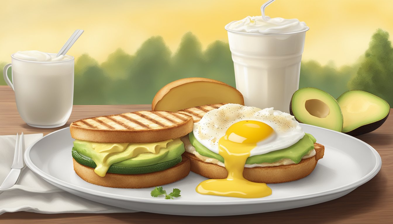 A sizzling Egg White Grill with creamy avocado on a golden Chick-fil-A breakfast plate