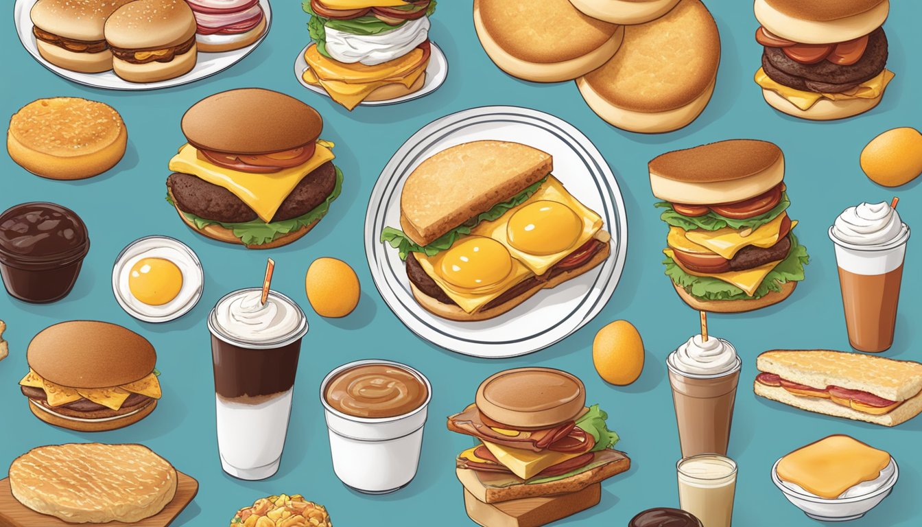 A table with 13 different breakfast sandwiches from various fast food chains, all inspired by Chick-fil-A's breakfast menu