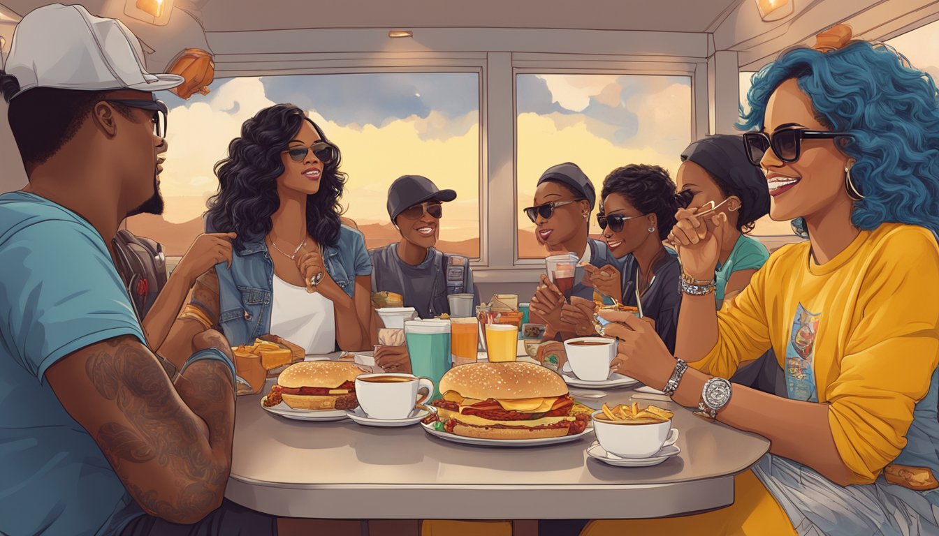 Rihanna enjoying a Wendy's breakfast with 15 other celebrity fans