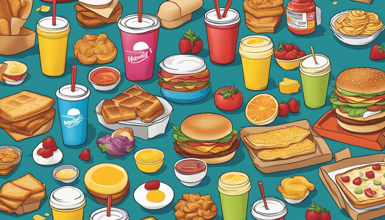 A colorful array of Wendy's breakfast items arranged in a ranked order, showcasing their nutritional benefits