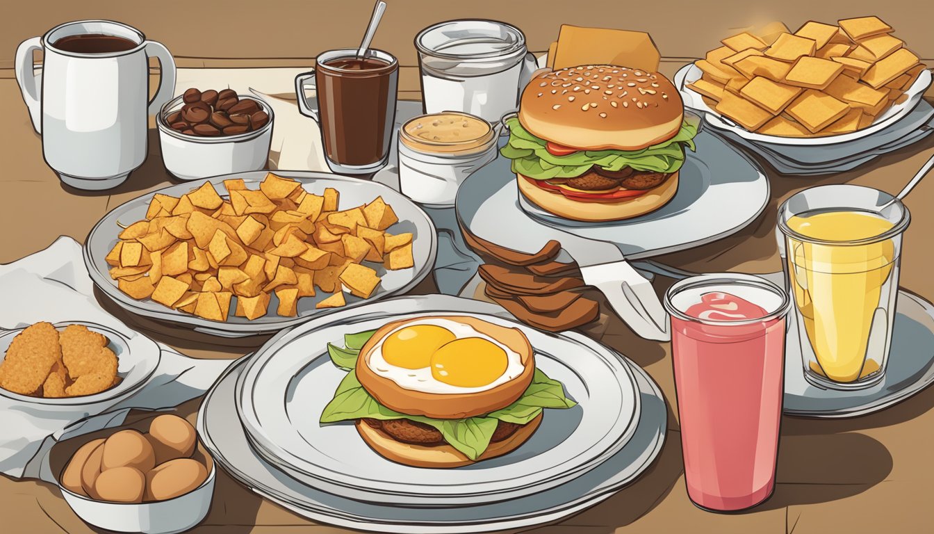 A table with a Wendy's breakfast combo surrounded by 13 different items of varying sizes and shapes, representing the value comparison