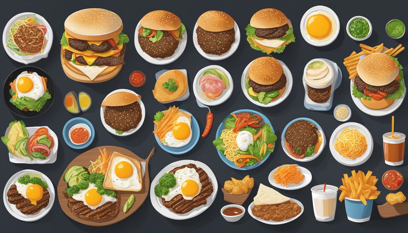 A sizzling Bulgogi Burger surrounded by breakfast items from 10 different countries, each with its own unique twist